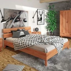 210 Cm Überlänge Bettrahmen Mit Kopfteil - Junola -Massivholzbetten Shop 210 cm ueberlaenge bettrahmen mit kopfteil aus kernbuche massivholz junola 03