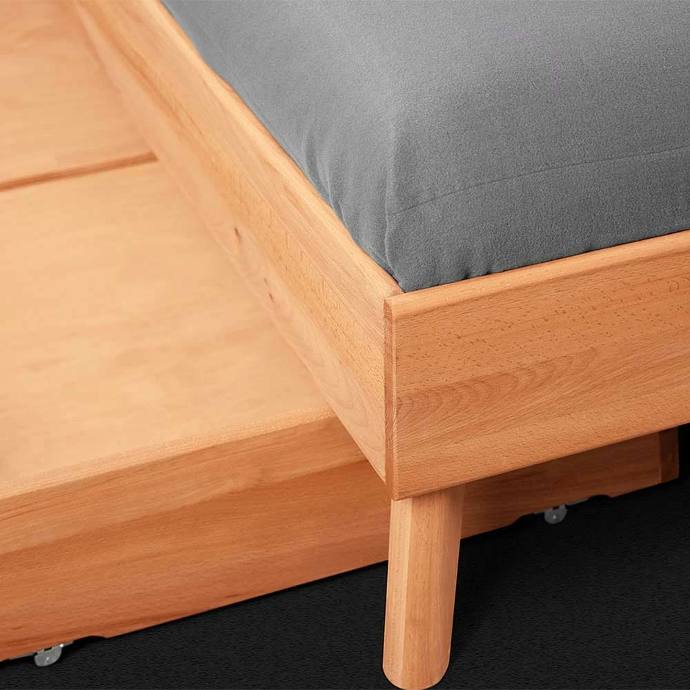 210cm langes Doppelbett Gestell aus Holz - Junola 210cm Langes Doppelbett Gestell Aus Holz - Junola -Massivholzbetten Shop 210cm langes doppelbett gestell aus holz kernbuche mit bettkaesten junola 04