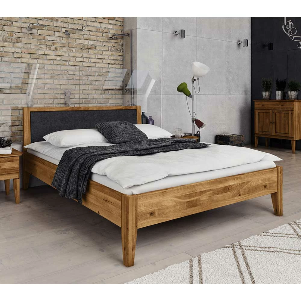 220 cm langes Bett aus Wildeiche Natur - Masdamos 220 Cm Langes Bett Aus Wildeiche Natur - Masdamos -Massivholzbetten Shop 220 cm langes bett aus wildeiche natur mit kopfteil in anthrazit masdamos 01