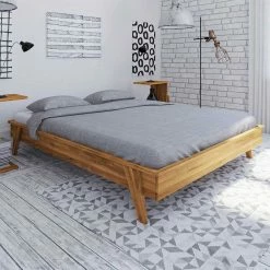 220 Cm überlanges Bett Aus Wildeiche - Hardus -Massivholzbetten Shop 220 cm ueberlanges bett aus wildeiche ohne kopfteil hardus 02