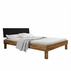 220cm Wildeichebett Mit Nachttischen - Olbysca (dreiteilig) 8 220cm Wildeichebett Mit Nachttischen - Olbysca (dreiteilig) -Massivholzbetten Shop 220cm wildeichebett mit nachttischen schwarzem kopfteil olbysca 03