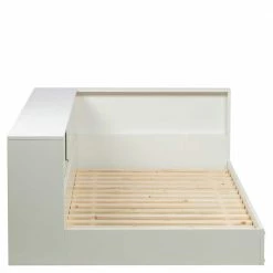 90x200 Einzelbett Mit Schiebetür Stauraum - Venatio -Massivholzbetten Shop 90x200 einzelbett mit schiebetuer stauraum in weiss aus kiefer massiv venatio 03