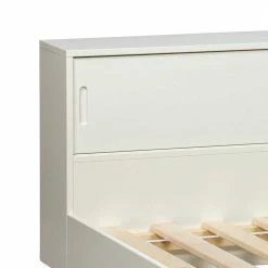 90x200 Einzelbett Mit Schiebetür Stauraum - Venatio -Massivholzbetten Shop 90x200 einzelbett mit schiebetuer stauraum in weiss aus kiefer massiv venatio 04