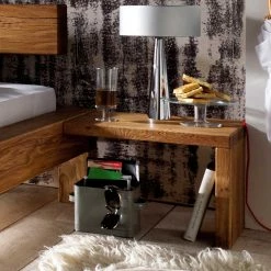 Balken-Doppelbett Mit Nachttischen Im Set Housten Aus Wildeiche Massiv (dreiteilig) -Massivholzbetten Shop balken doppelbett mit nachttischen im set aus wildeiche massiv housten 02