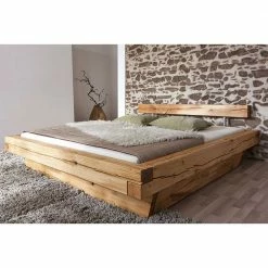 Balken Holzbett Aus Wildeiche Geölt - Satton I 2 Balken Holzbett Aus Wildeiche Geölt - Satton I -Massivholzbetten Shop balken holzbett aus wildeiche geoelt mit kufen gestell satton i 02