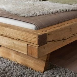 Balken Holzbett Aus Wildeiche Geölt - Satton I 3 Balken Holzbett Aus Wildeiche Geölt - Satton I -Massivholzbetten Shop balken holzbett aus wildeiche geoelt mit kufen gestell satton i 03