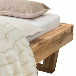 Balkenbett Aus Eichenholz Mit Kufen - Piassona -Massivholzbetten Shop balkenbett aus eichenholz mit kufen ohne kopfteil geoeltes massivholz piassona 05