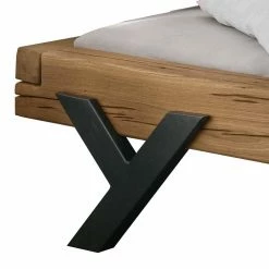 Balkenbett Aus Eichenholz Ohne Kopfteil - Rovina -Massivholzbetten Shop balkenbett aus eichenholz ohne kopfteil mit metallbeinen rovina 02