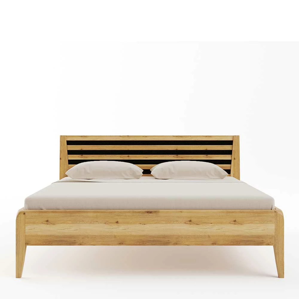 Bett in Wildeiche Natur & Schwarz - Atlas Bett In Wildeiche Natur & Schwarz - Atlas -Massivholzbetten Shop bett in wildeiche natur schwarz mit mittelsteg doppelbett atlas 01
