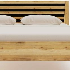 Bett In Wildeiche Natur & Schwarz - Atlas 4 Bett In Wildeiche Natur & Schwarz - Atlas -Massivholzbetten Shop bett in wildeiche natur schwarz mit mittelsteg doppelbett atlas 04