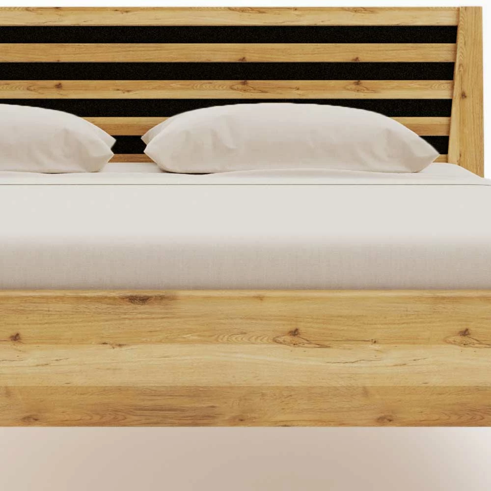 Bett in Wildeiche Natur & Schwarz - Atlas Bett In Wildeiche Natur & Schwarz - Atlas -Massivholzbetten Shop bett in wildeiche natur schwarz mit mittelsteg doppelbett atlas 04
