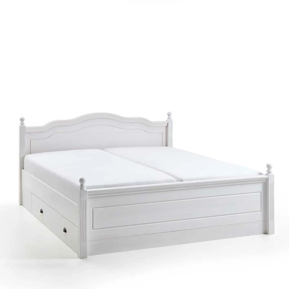 Bett Mit Stauraum Aus Kiefernholz Laburita In Weiß Lackiert - Image 4