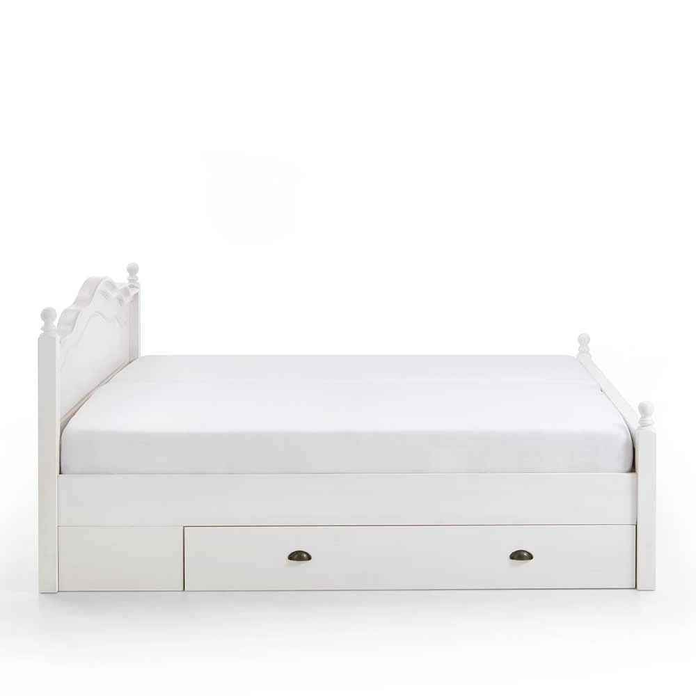 Bett Mit Stauraum Aus Kiefernholz Laburita In Weiß Lackiert - Image 6