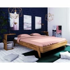 Bett Ohne Kopfteil & Nachttische - Hardus (dreiteilig) -Massivholzbetten Shop bett ohne kopfteil nachttische aus wildeiche massivholz retro hardus 03