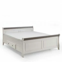 Bett Caneon In Weiß Grau -Massivholzbetten Shop bett weiss grau landhaus design caneon 05