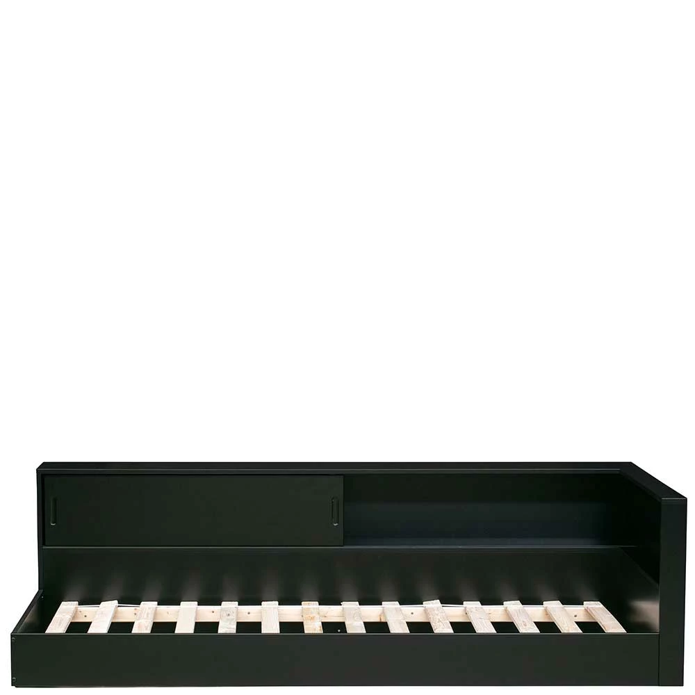 Bettgestell mit Regal Stauraum in Schwarz - Vindrus Bettgestell Mit Regal Stauraum In Schwarz - Vindrus -Massivholzbetten Shop bettgestell mit regal stauraum in schwarz aus kiefer massivholz vindrus 03