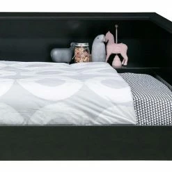 Bettgestell Mit Regal Stauraum In Schwarz - Vindrus 5 Bettgestell Mit Regal Stauraum In Schwarz - Vindrus -Massivholzbetten Shop bettgestell mit regal stauraum in schwarz aus kiefer massivholz vindrus 05