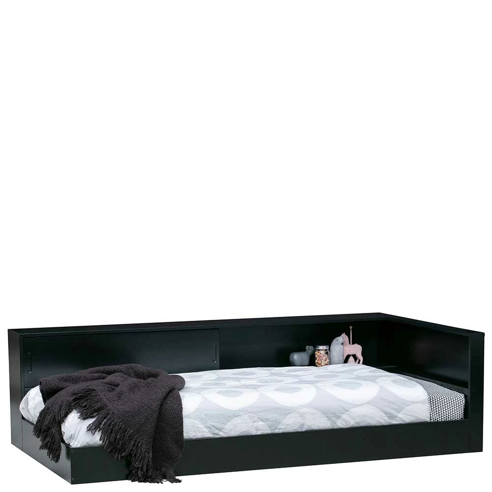 Bettgestell mit Regal Stauraum in Schwarz - Vindrus Bettgestell Mit Regal Stauraum In Schwarz - Vindrus -Massivholzbetten Shop bettgestell mit regal stauraum in schwarz aus kiefer massivholz vindrus f