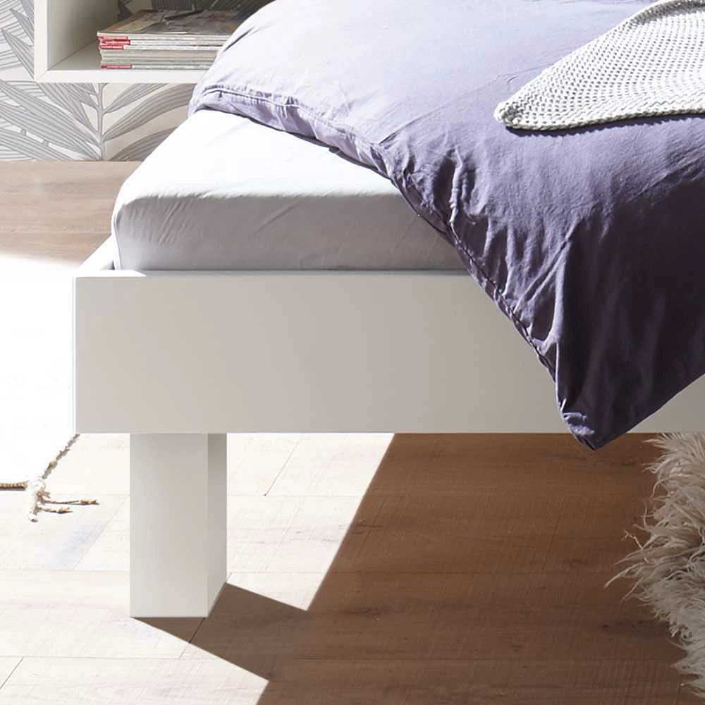 Buchenholz Bett in Weiß lackiert - Asbell Buchenholz Bett In Weiß Lackiert - Asbell -Massivholzbetten Shop buchenholz bett in weiss lackiert 5 groessen 90x200 bis 180x200 asbell 02