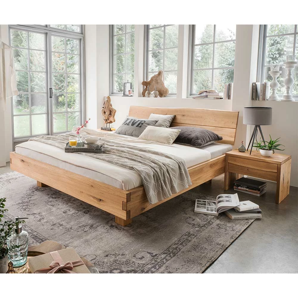 Design Bettanlage aus Wildeiche - Smiralda (dreiteilig) Design Bettanlage Aus Wildeiche - Smiralda (dreiteilig) -Massivholzbetten Shop design bettanlage aus wildeiche in vier doppelbett groessen smiralda 01