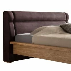 Designbett Aus Eiche Natur Mit Kopfteil - Joanthan -Massivholzbetten Shop designbett aus eiche natur mit kopfteil stoff in dunkelbraun joanthan 02