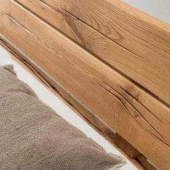 Designbett Aus Eichenbalken Mit Metallfüßen - Frenanda -Massivholzbetten Shop designbett aus eichenbalken mit metallfuessen in schwarz rustikales industrial frenanda 04