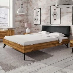 Designbett Aus Wildeiche Natur & Stahl Schwarz - Mandirov -Massivholzbetten Shop designbett aus wildeiche natur stahl schwarz in ueberlaenge 210 4 breiten mandirov 03