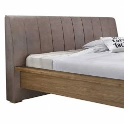 Designbett Mit Polsterkopfteil Braun Manarola & Eiche Teilmassiv 2 Designbett Mit Polsterkopfteil Braun Manarola & Eiche Teilmassiv -Massivholzbetten Shop designbett mit polsterkopfteil braun eiche teilmassiv manarola 02