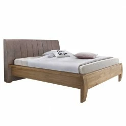 Designbett Mit Polsterkopfteil Braun Manarola & Eiche Teilmassiv