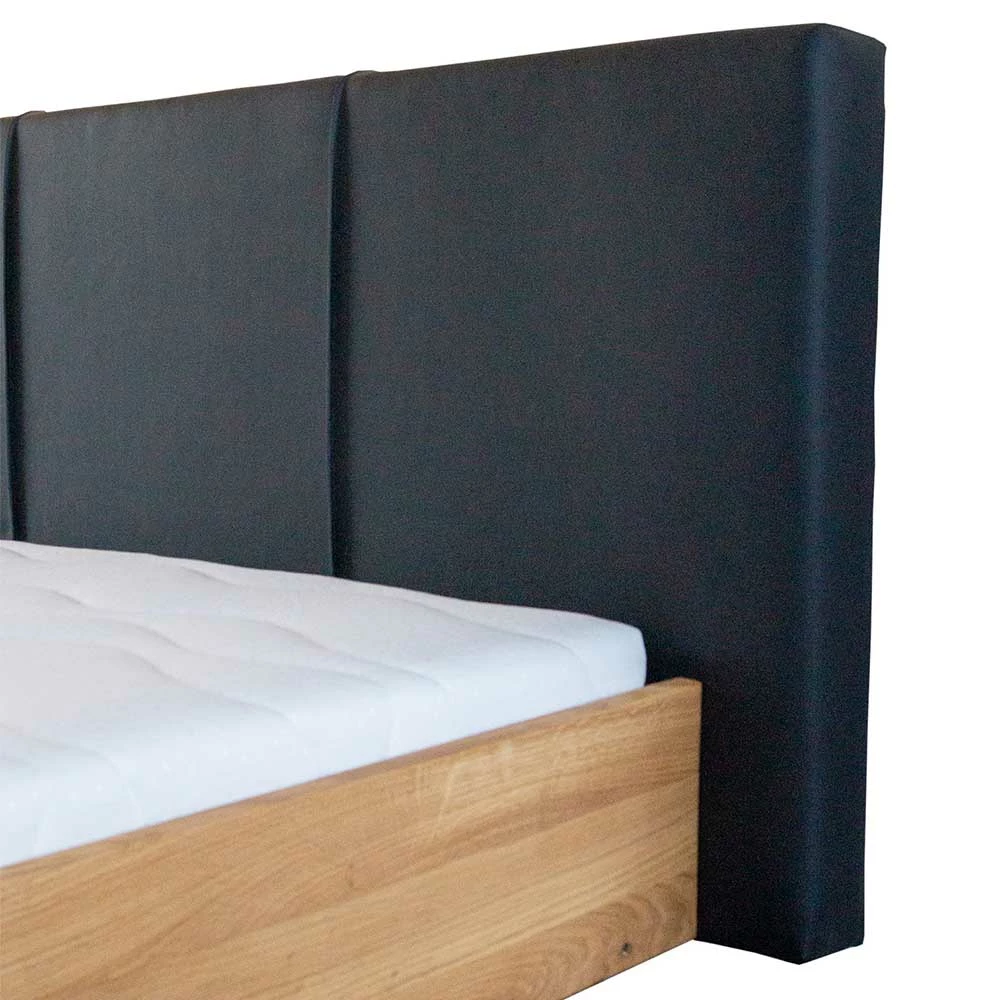 Designbett mit Polsterkopfteil & Holzrahmen - Vagenta Designbett Mit Polsterkopfteil & Holzrahmen - Vagenta -Massivholzbetten Shop designbett mit polsterkopfteil holzrahmen wildeiche auf metallkufen vagenta 02