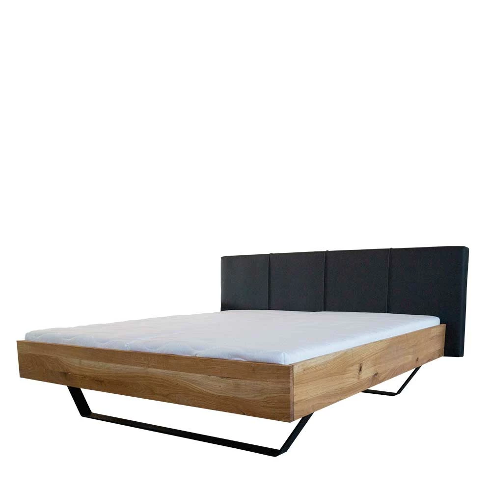 Designbett mit Polsterkopfteil & Holzrahmen - Vagenta Designbett Mit Polsterkopfteil & Holzrahmen - Vagenta -Massivholzbetten Shop designbett mit polsterkopfteil holzrahmen wildeiche auf metallkufen vagenta f