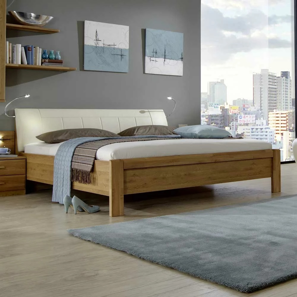 Doppelbett Waruna aus Eiche Doppelbett Waruna Aus Eiche -Massivholzbetten Shop doppelbett aus eiche polsterkopfteil waruna 01