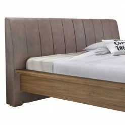 Doppelbett In Eiche Teilmassiv Lician Mit Kopfteil Microfaser Braun -Massivholzbetten Shop doppelbett in eiche teilmassiv mit kopfteil microfaser braun lician 02