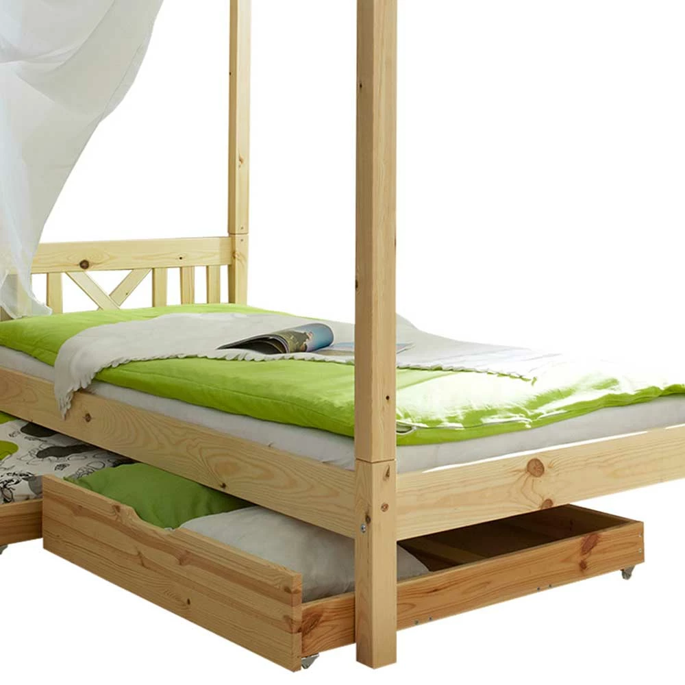Echtholz Himmelbett als Einzelbett - Pless Echtholz Himmelbett Als Einzelbett - Pless -Massivholzbetten Shop echtholz himmelbett als einzelbett optional mit schubkaesten pless 04