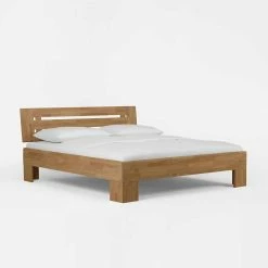 Echtholzbett Eletta Aus Wildeiche Massivholz -Massivholzbetten Shop echtholzbett aus wildeiche massivholz mit elegantem kopfteil eletta 03