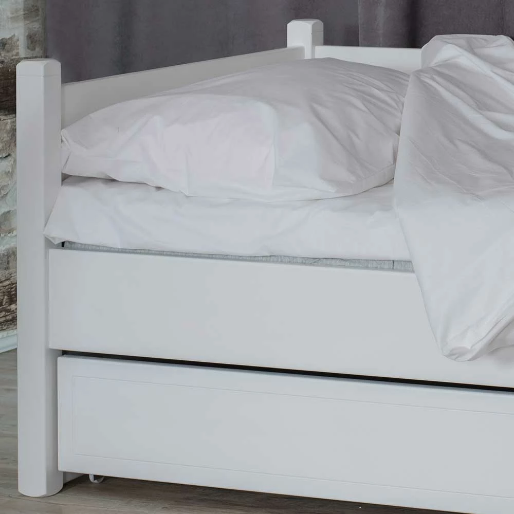 Einzelbett mit Bettkasten in Weiß - Eicando Einzelbett Mit Bettkasten In Weiß - Eicando -Massivholzbetten Shop einzelbett mit bettkasten in weiss im skandi design 90x200 eicando 03