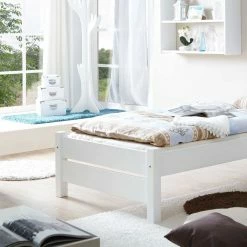 Einzelbett Albert In Weiß Lackiert 2 Einzelbett Albert In Weiß Lackiert -Massivholzbetten Shop einzelbett weiss lackiert kiefer massivholz albert 02