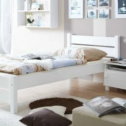 Einzelbett Albert In Weiß Lackiert 3 Einzelbett Albert In Weiß Lackiert -Massivholzbetten Shop einzelbett weiss lackiert kiefer massivholz albert 03