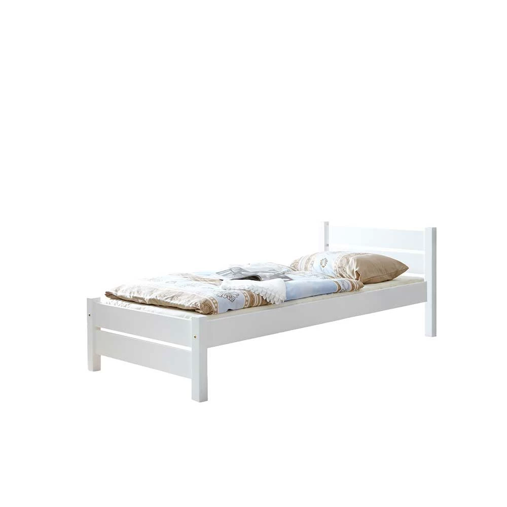 Einzelbett Albert in Weiß lackiert Einzelbett Albert In Weiß Lackiert -Massivholzbetten Shop einzelbett weiss lackiert kiefer massivholz albert f