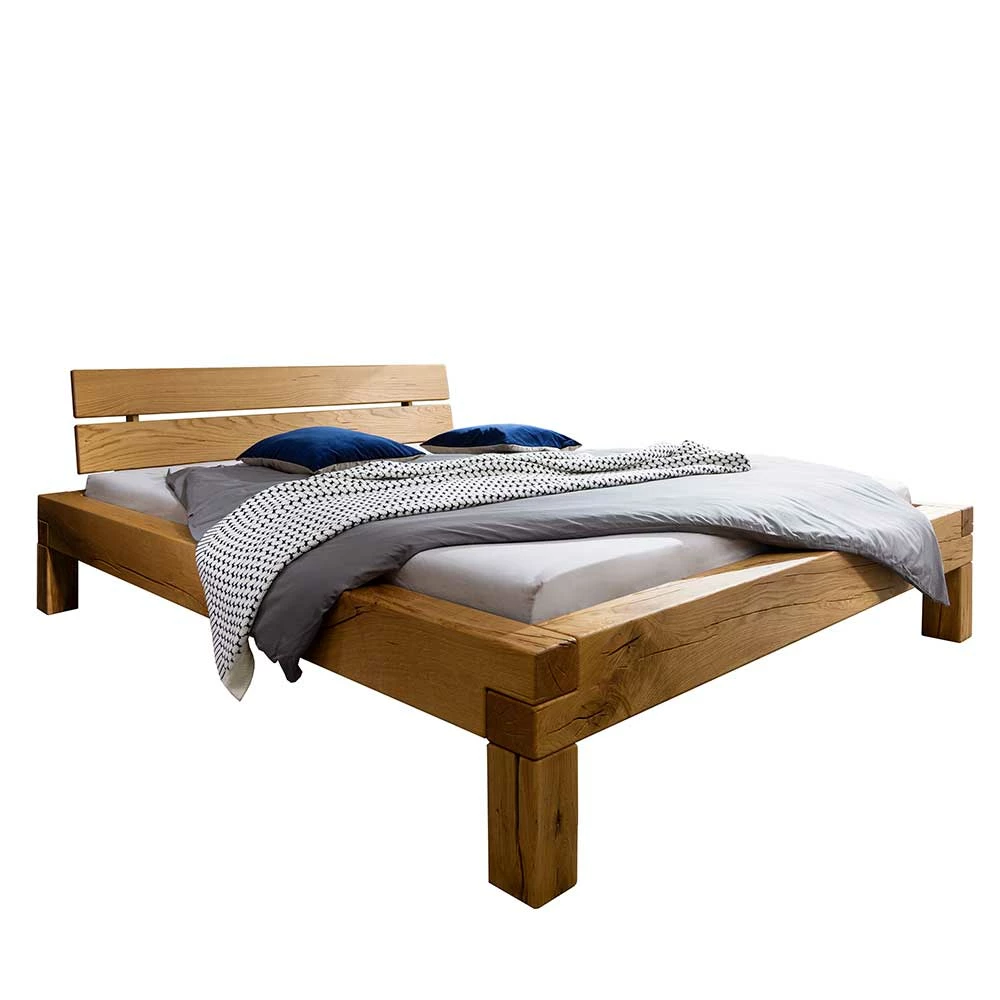 Geöltes Echtholz-Doppelbett aus Wildeiche - Cathedralo Geöltes Echtholz-Doppelbett Aus Wildeiche - Cathedralo -Massivholzbetten Shop geoeltes echtholz doppelbett aus wildeiche landhaus rustikal cathedralo 01