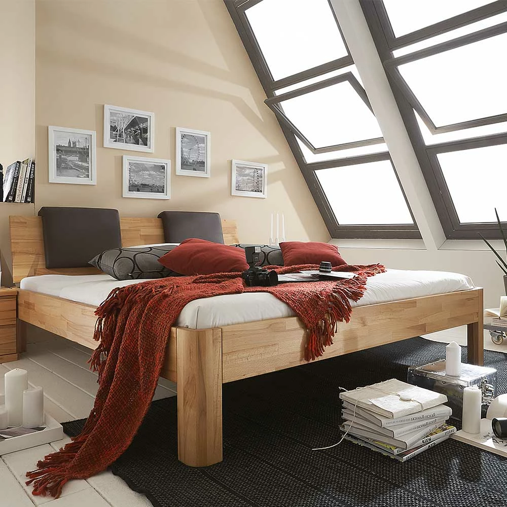 Geöltes Massivholzbett aus Kernbuche - Eudecan Geöltes Massivholzbett Aus Kernbuche - Eudecan -Massivholzbetten Shop geoeltes massivholzbett aus kernbuche inklusive kopfteil kissen eudecan 01