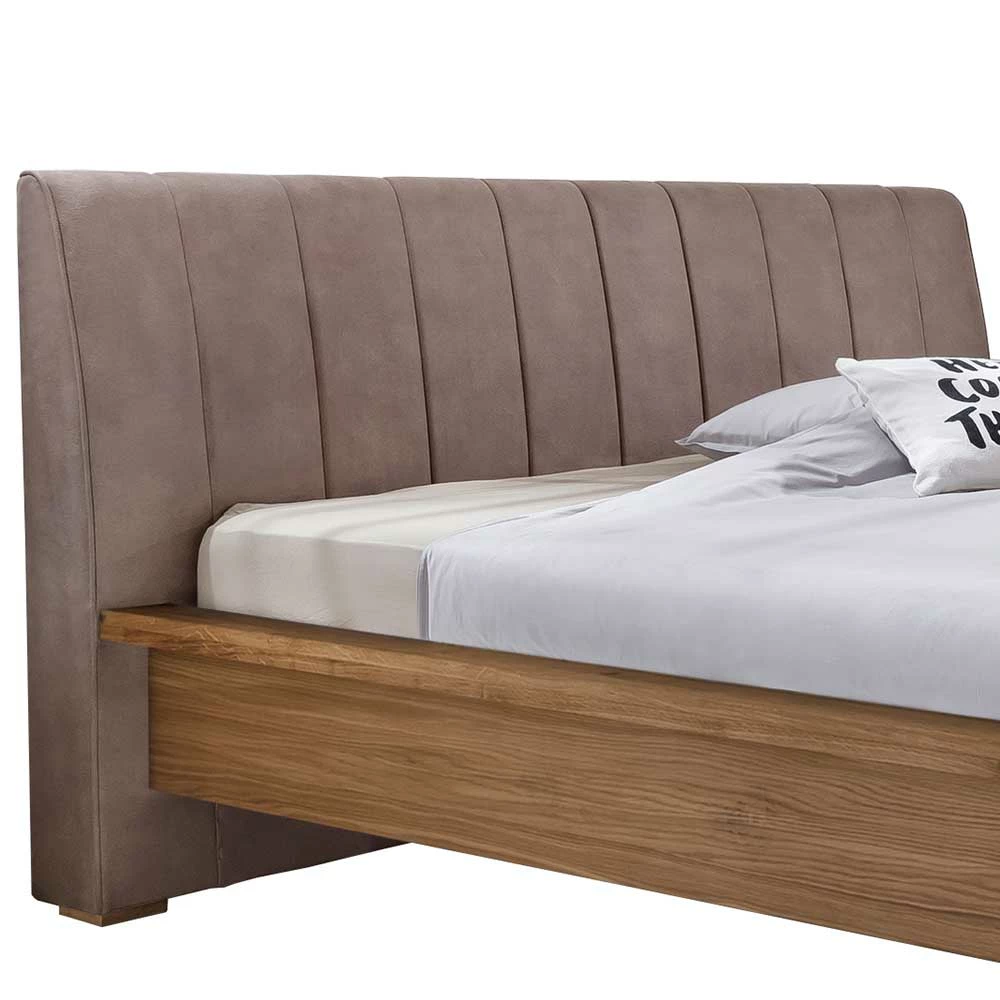 Holz Bettgestell Mit Stoff-Kopfteil In Braun - Flow - Image 3