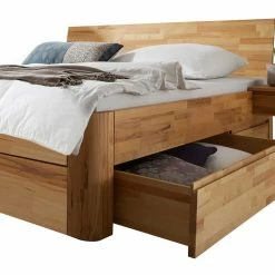 Holz Doppelbett & Nachttische - Jecana (dreiteilig) 2 Holz Doppelbett & Nachttische - Jecana (dreiteilig) -Massivholzbetten Shop holz doppelbett nachttische aus kernbuche mit stauraum jecana 02