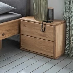 Holz Nachtkommoden & Bett Set - Fogros (dreiteilig) 2 Holz Nachtkommoden & Bett Set - Fogros (dreiteilig) -Massivholzbetten Shop holz nachtkommoden bett set aus wildeiche mit leder kopfteil fogros 03