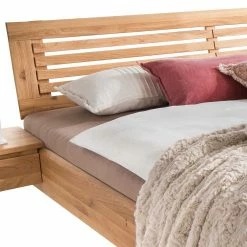 Holz Schwebebett Mit Lamellen Kopfteil - Smiralda -Massivholzbetten Shop holz schwebebett mit lamellen kopfteil aus wildeiche massivholz smiralda 02