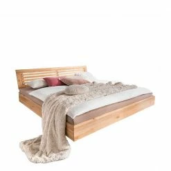 Holz Schwebebett Mit Lamellen Kopfteil - Smiralda