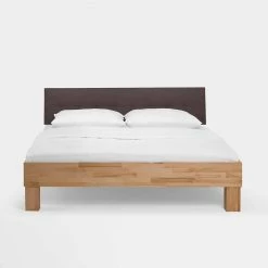 Holzbett Massiv Wins Mit Polster-Kopfteil Kunstleder Braun 3 Holzbett Massiv Wins Mit Polster-Kopfteil Kunstleder Braun -Massivholzbetten Shop holzbett massiv polster kopfteil kunstleder braun kernbuche natur geoelt wins 03