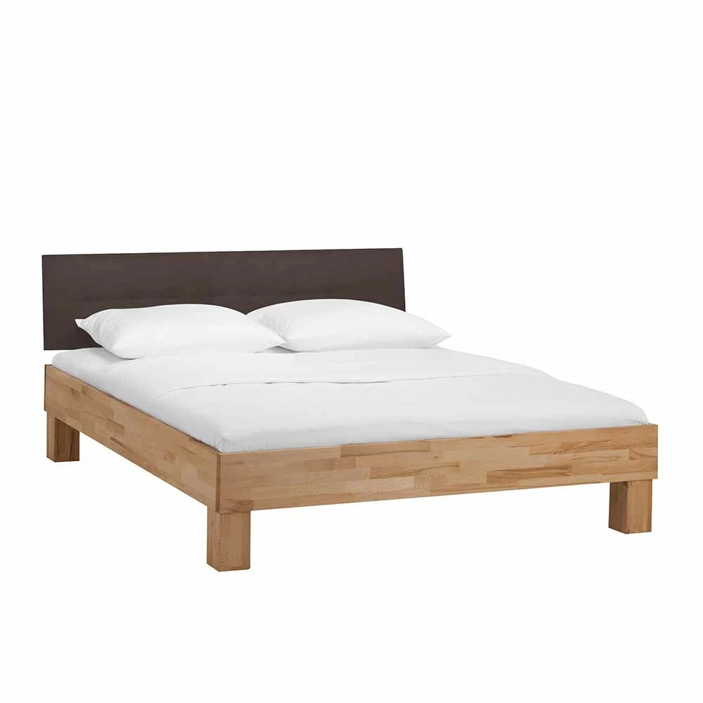 Holzbett massiv Wins mit Polster-Kopfteil Kunstleder Braun Holzbett Massiv Wins Mit Polster-Kopfteil Kunstleder Braun -Massivholzbetten Shop holzbett massiv polster kopfteil kunstleder braun kernbuche natur geoelt wins f