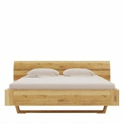 Holzbett Mit Breitem Kopfteil & Kufen Gestell - Tonina -Massivholzbetten Shop holzbett mit breitem kopfteil kufen gestell aus wildeiche massivholz tonina 02