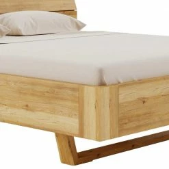 Holzbett Mit Breitem Kopfteil & Kufen Gestell - Tonina -Massivholzbetten Shop holzbett mit breitem kopfteil kufen gestell aus wildeiche massivholz tonina 04